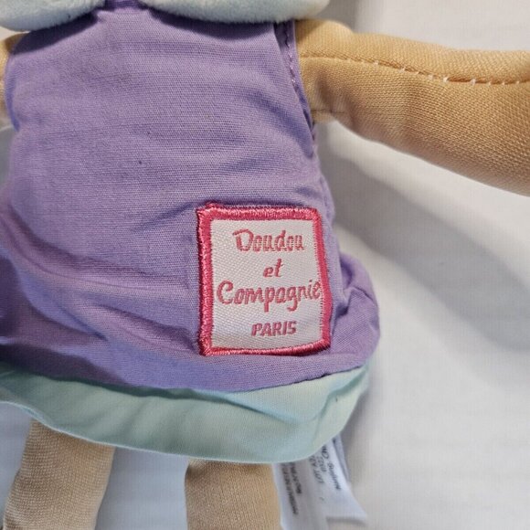 Doudou et Compagnie Paris Doll Brunette Girl Purple Dress Plush Stuffed - Picture 4 of 4